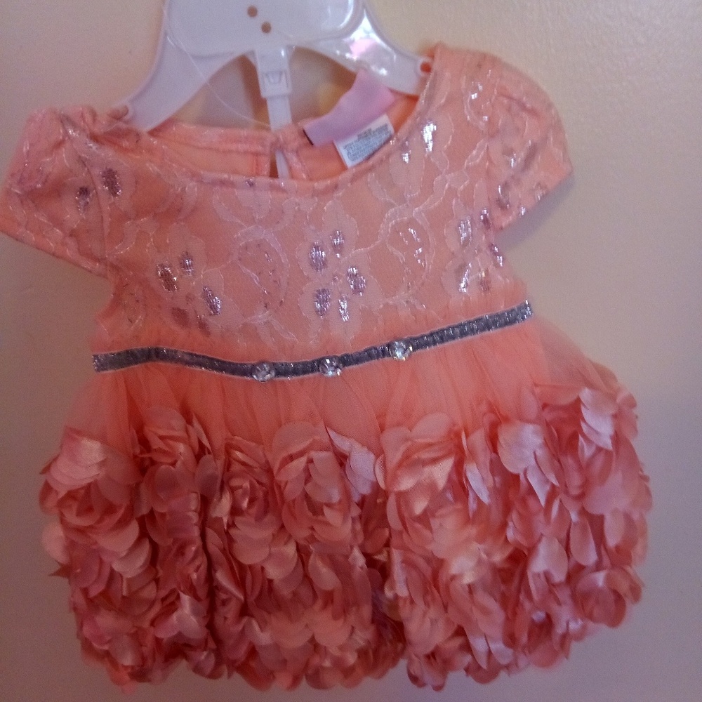 Pink and golden silver newborn dress